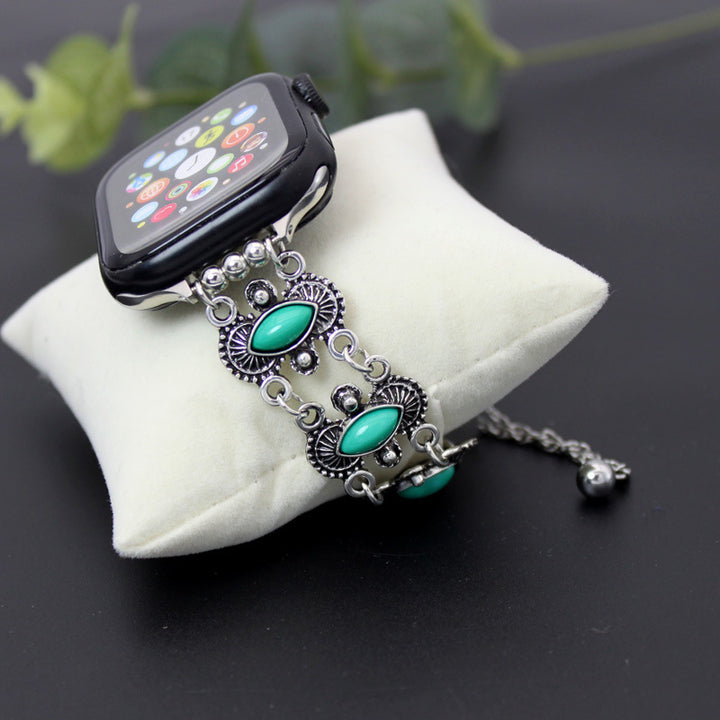 Bekijk metalen turquoise horloge armband