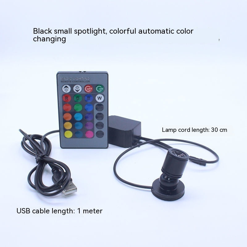 Mini LED Small Spotlight Modelo decorativo Cristal Fish Fish Color Colorfle Light 5V USB Spotlight