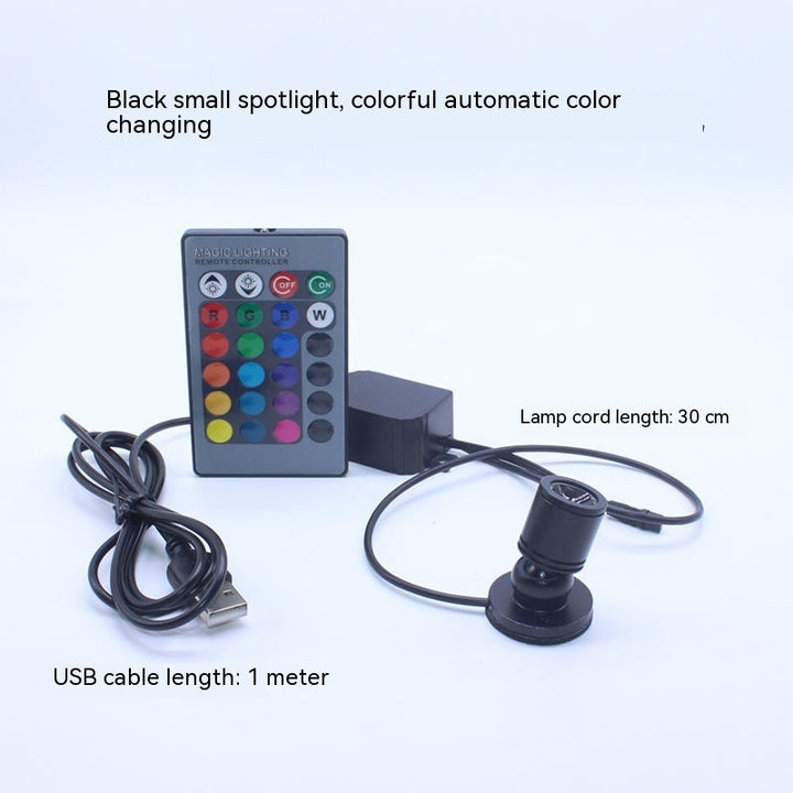 Mini Led Small Spotlight Model Decorative Crystal Fish Tank Colorful Color Changing Light 5V Usb Spotlight