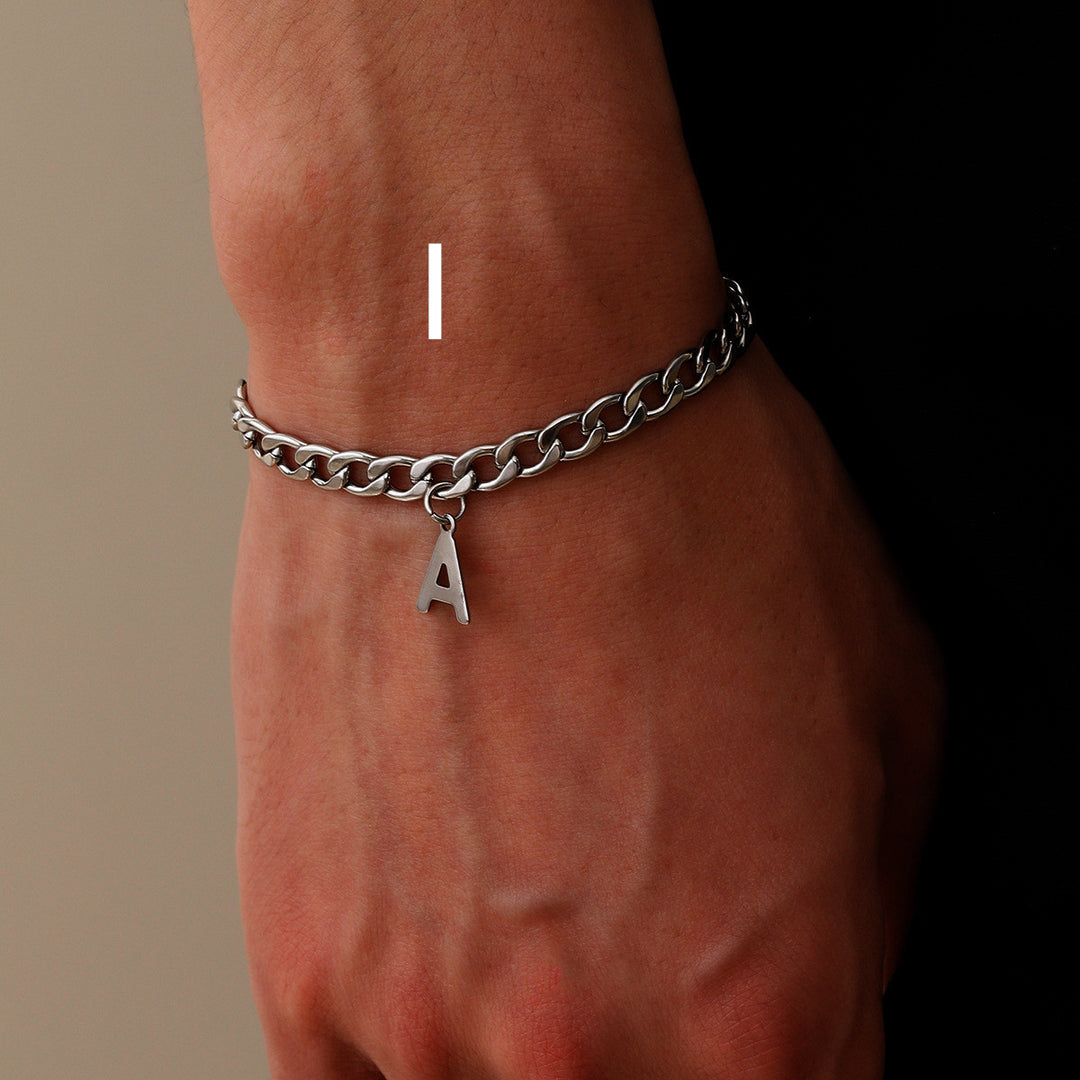 Lettre simple bracelet en acier titane mode masculin