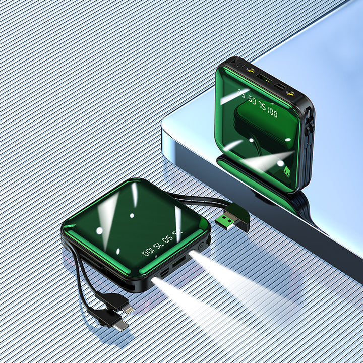 Mini -elektroplating spiegel Power Bank met kabel