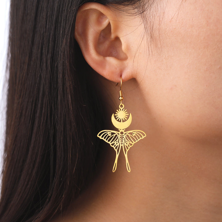 Moon Sun Butterfly Pendant Earrings For Women