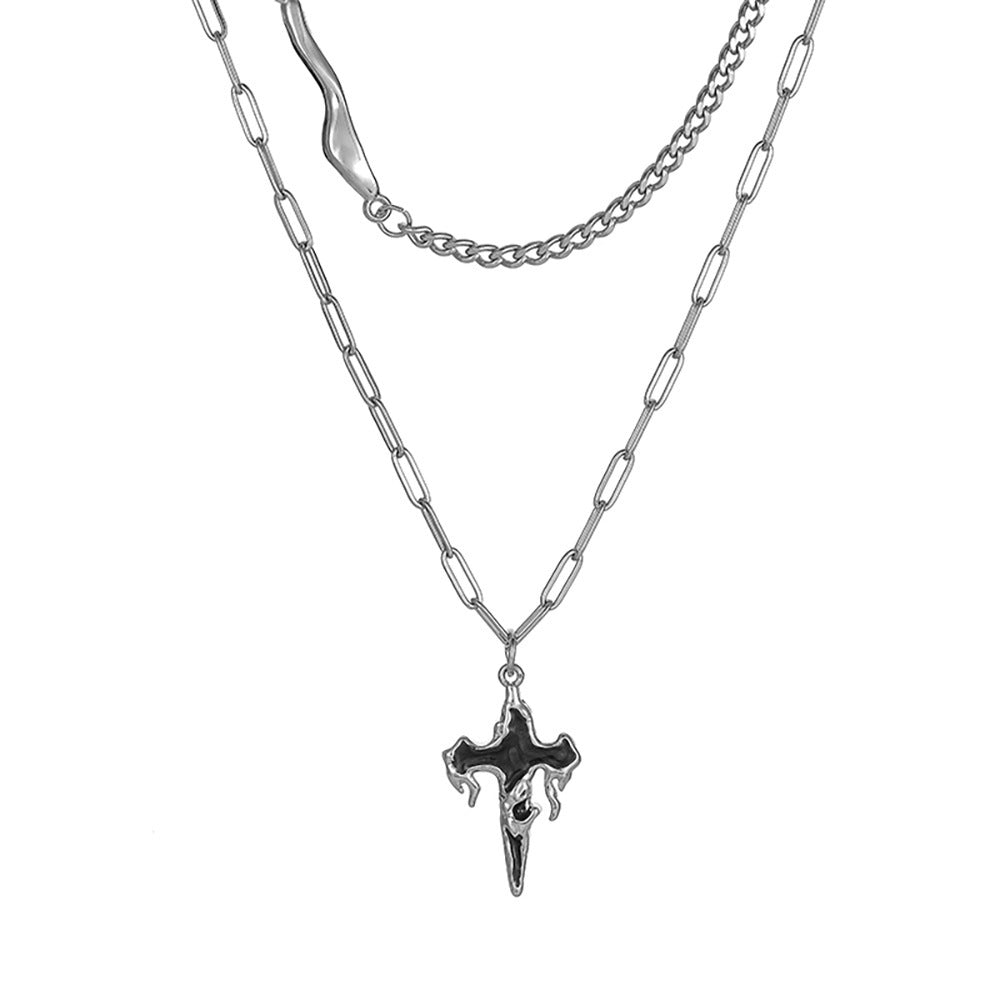All-matching Men's Double Layer Cross Necklace