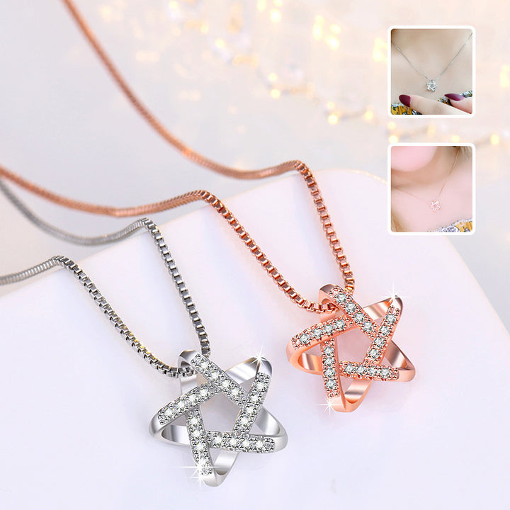 Ny Hollow Star -halsband med strass sommar Simple Fashion Pendant Clavicle Chain Women's Jewelry