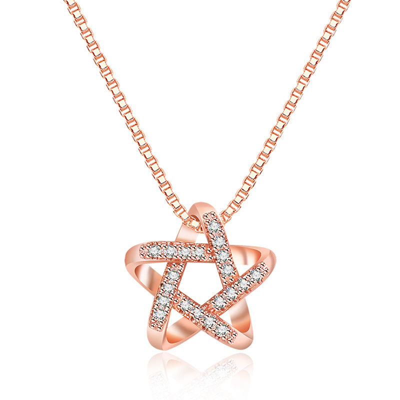 Nuova collana a stella cavo con strass estiva Simple Fashion Clavicle Chain's Women's Jewelry