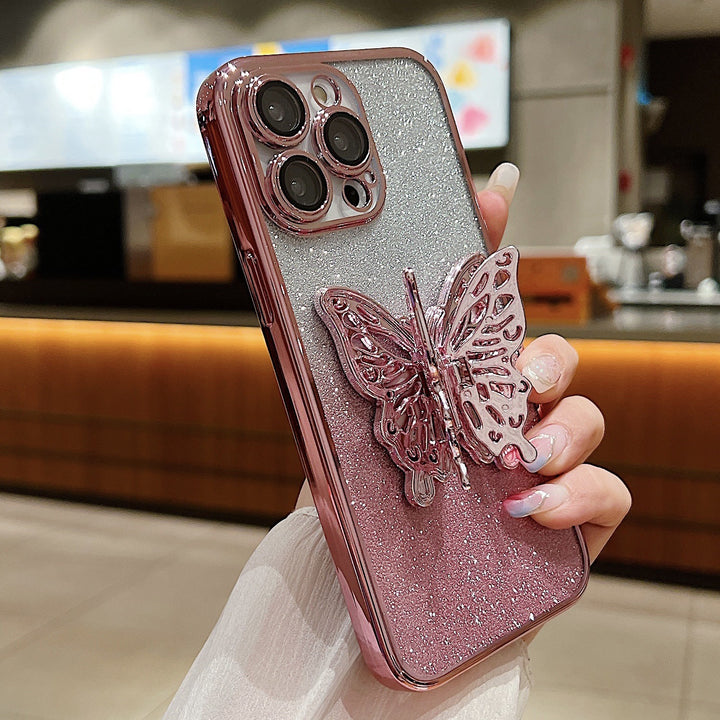 Hollow Butterfly Phone Case Gradient Transparent Plating Protective Cover