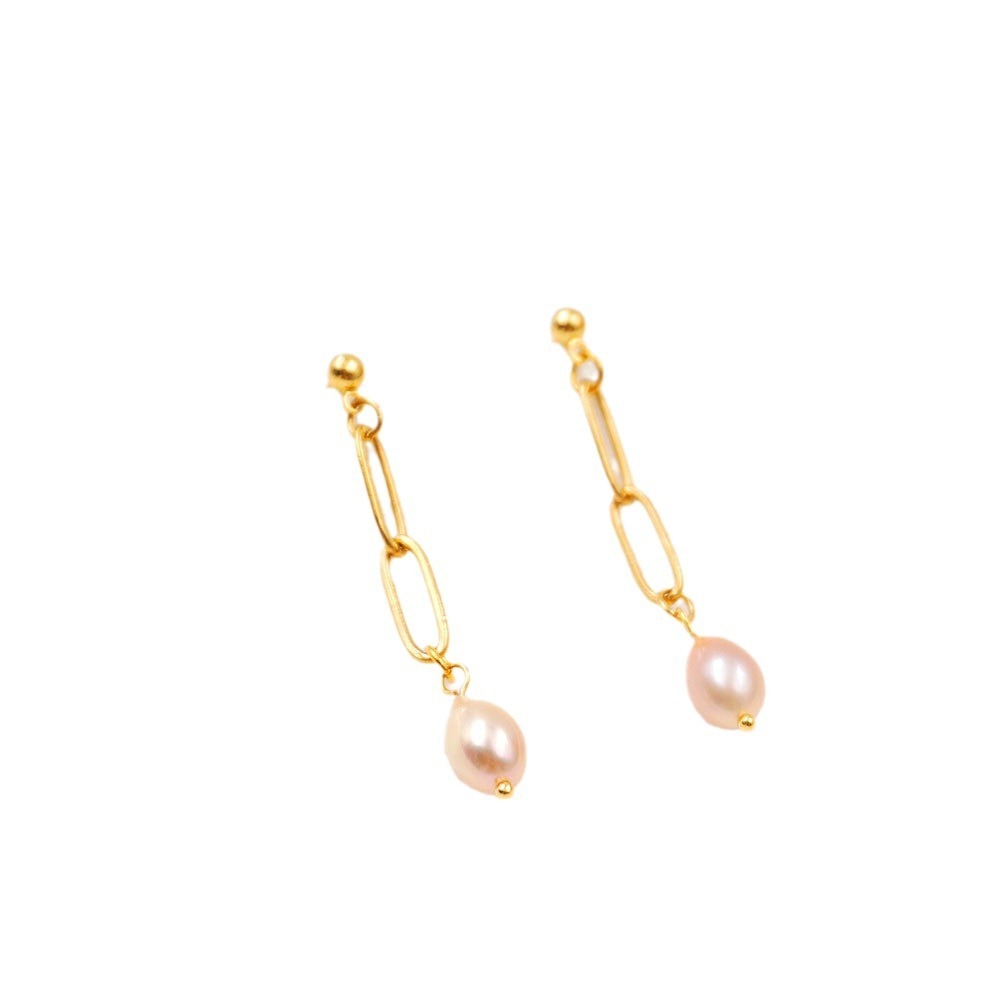 Pendientes de perlas de cadena simple vintage para mujeres