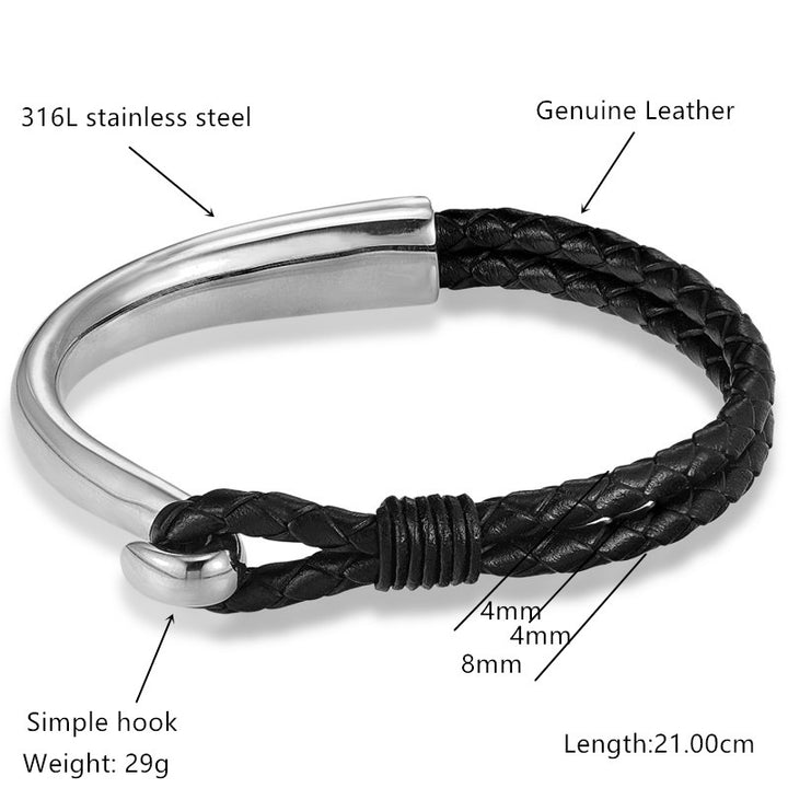 Eenvoudige mode gebogen roestvrijstalen armband