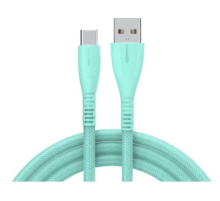 Rask lading QC30 Ladekabel Nylon flettet mobiltelefon USB -kabel med indikatorlys