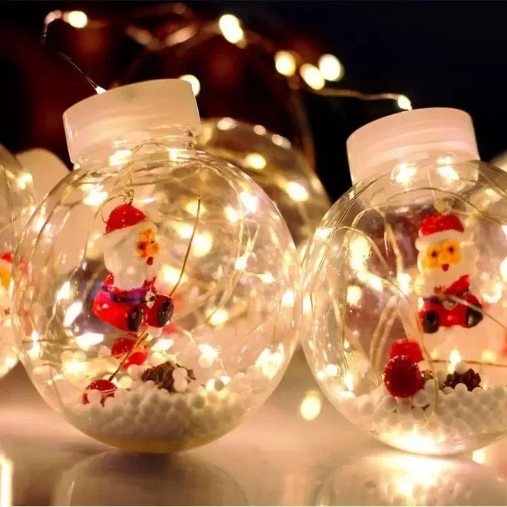 10pcs LED Weihnachtsvorhang Lampe Feen Schneemann Wunsch Ball Lamp String Weihnachtsfenster Dekoration Weihnachtslichtraum