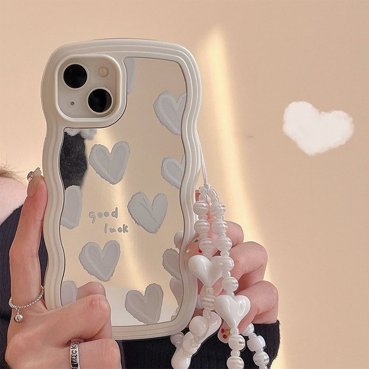 Cœur de miroir de bord d'onde adapté à S24 S21 Ultra Phone Case Silicone