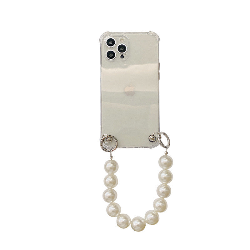 Carcasă mare de telefon mobil cu lanț de perle transparent