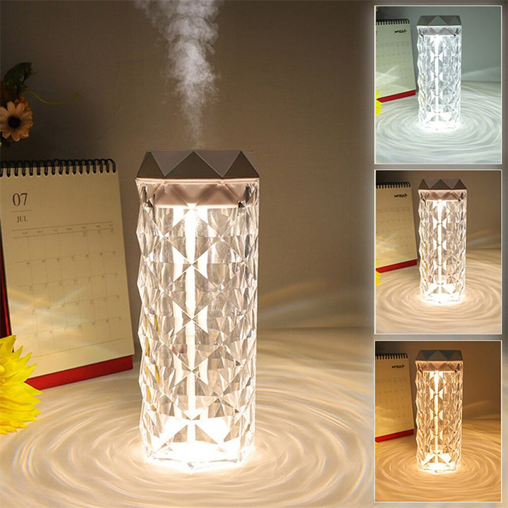 Lampe cristalline Air Humidificateur Couleur de nuit Lampe tactile légère avec brume de brume cool brouillard LED atmosphère décoration décoration de décoration intérieure lumières