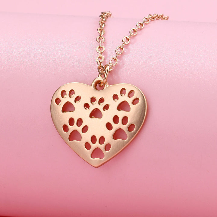 Collier de patte de chat coeur alliage de design creux