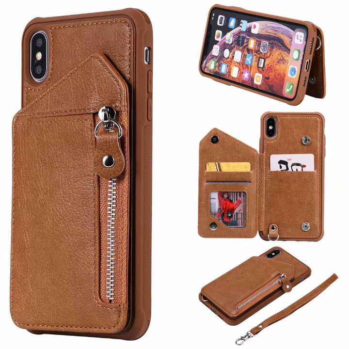 Zipper Wallet Case With Stand Tpu Anti-fall Shell