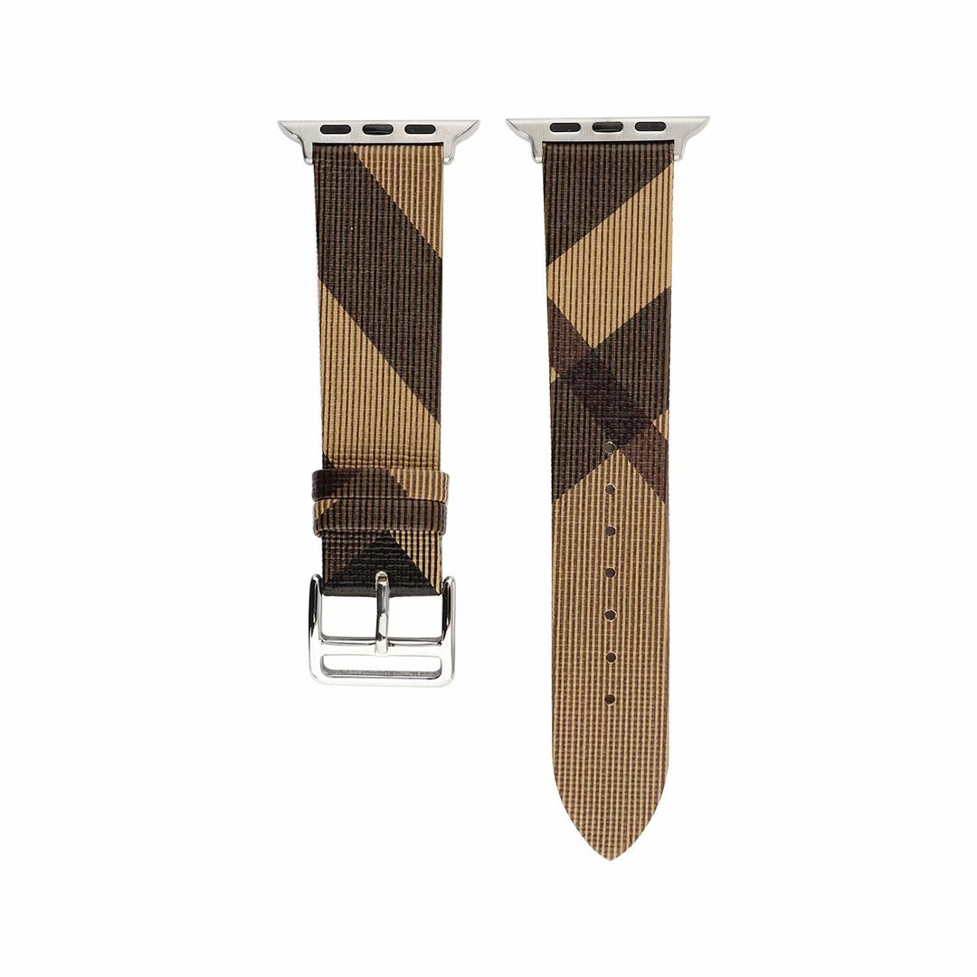 Fashion Plaid Leather Watch Strap
