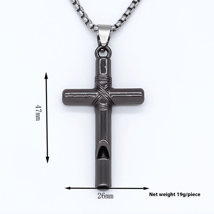 Cross Knife Pendant Men's Metal Alloy Necklace