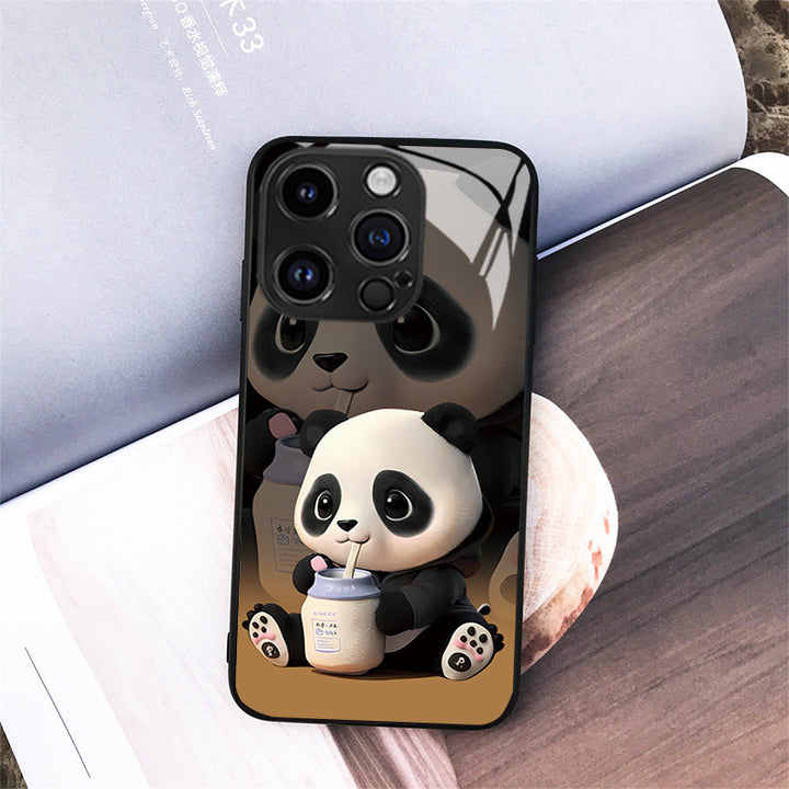 Panda Phone Case Cute Cartoon National Treasure Glass Hard Case