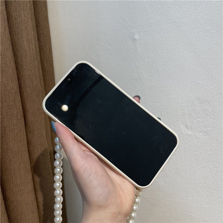 Support en strass de chaîne de perles adapté à l'étui de téléphone portable