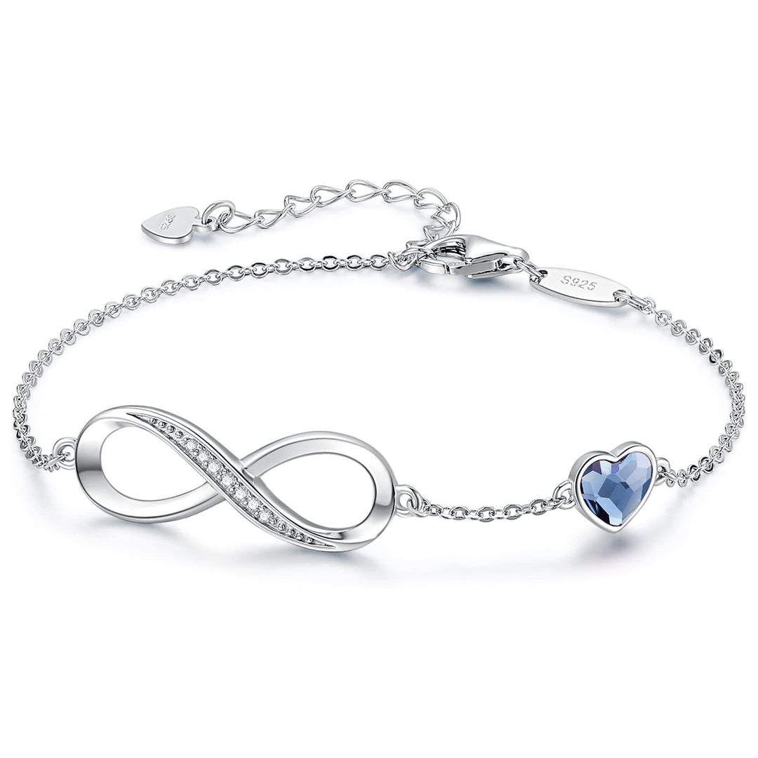 Bracelet éternel zircon en forme de coeur classique Amour illimité Huit mots