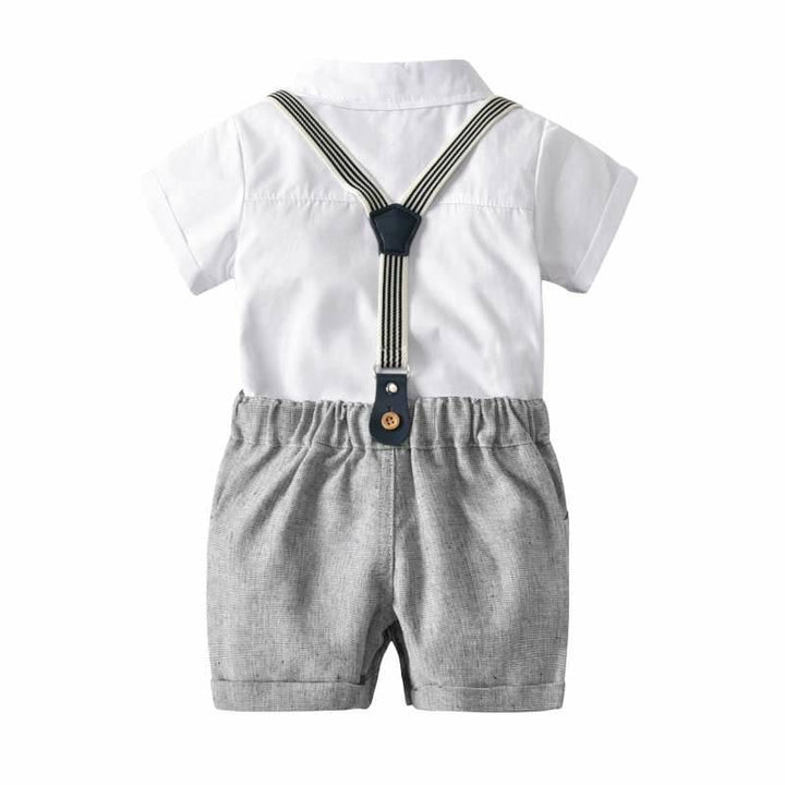 Ropa para bebés pantalones de suspensión traje de manga corta caballero de algodón a la moda