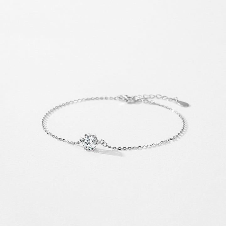 S925 Sterling Silver Six-Claw enkele diamantarmband