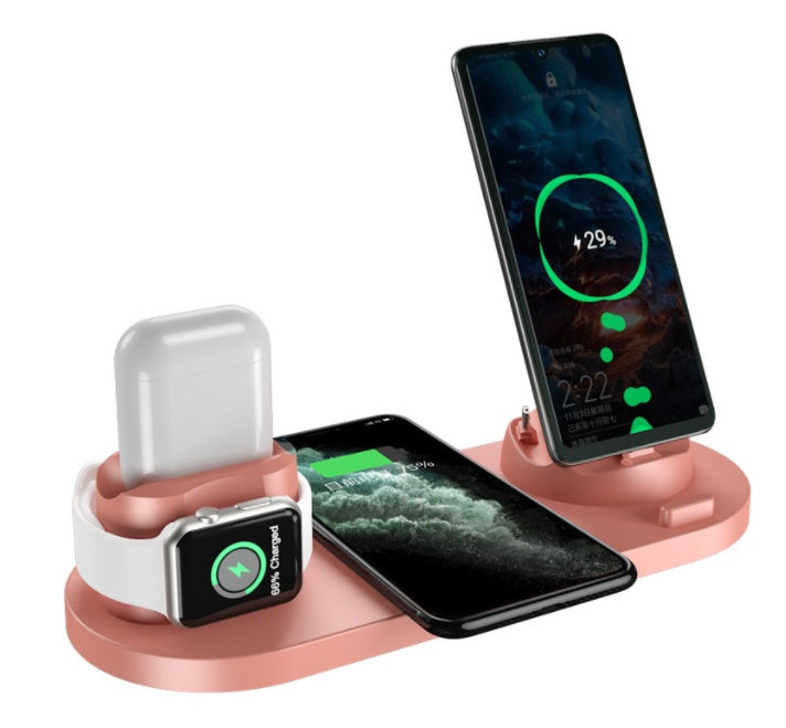 Безжично зарядно за iPhone бързо зарядно устройство за телефон за бързо зареждане за телефон за гледане 6 в 1 станция за зареждане на док