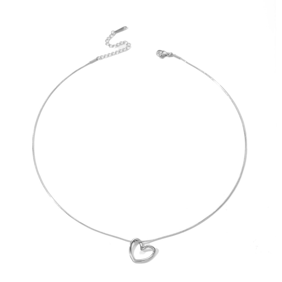 Modeschmuck Tainless Steel Twist Hollow Heart Anhänger Halskette für Frauen würzige Mädchen Einfache Schlüsselbeinkette Juwely Geschenk