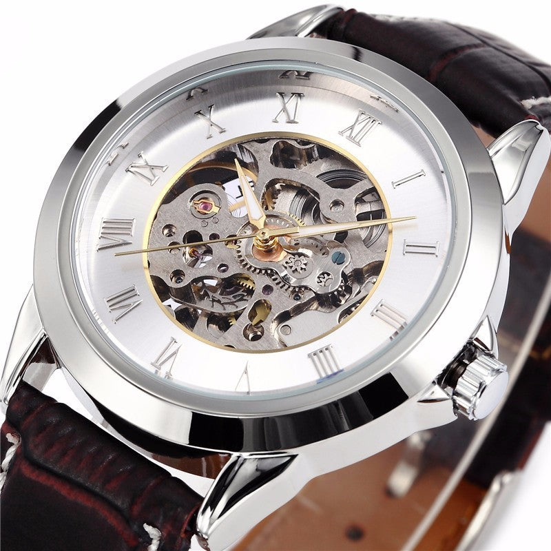 Moda masculina Hollowoud Out Automatic Mechanical Watch