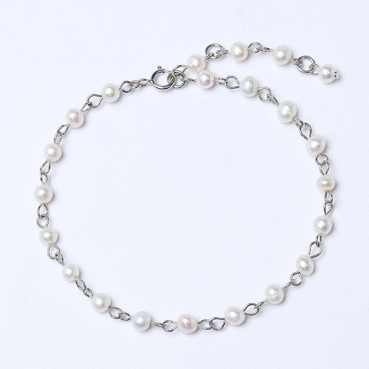 Pulsera de perla vintage simple de combate para mujeres