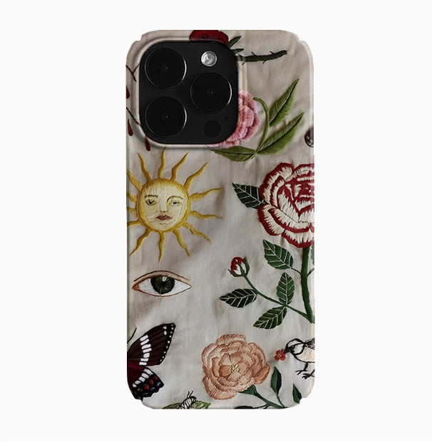 Embroidery Pattern Art Niche Applicable High Sense Cartoon Phone Case