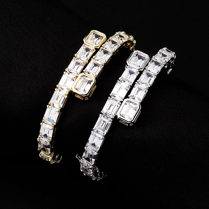 Hip Hop Jewelry Rectangular Zircon Bracelet