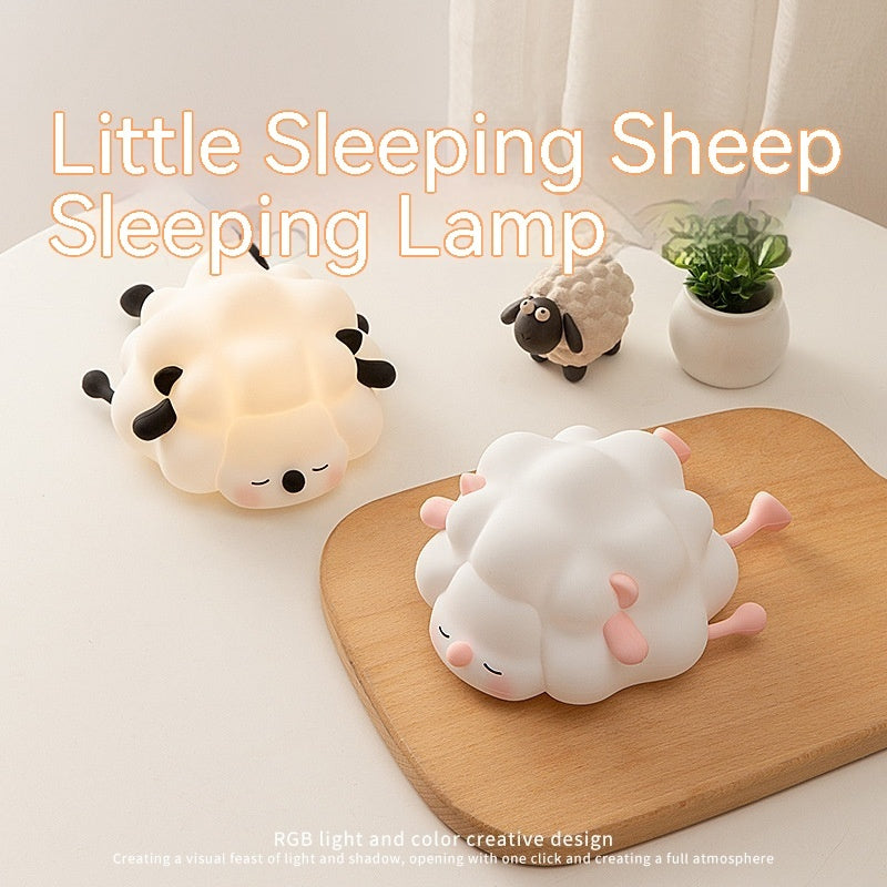 Süße Silikon -Nachtlichter Schaf Cartoon Schlafzimmer Lampe für Kinderzimmerdekoraufladbar Timing Dimmschlaf Nachtlicht