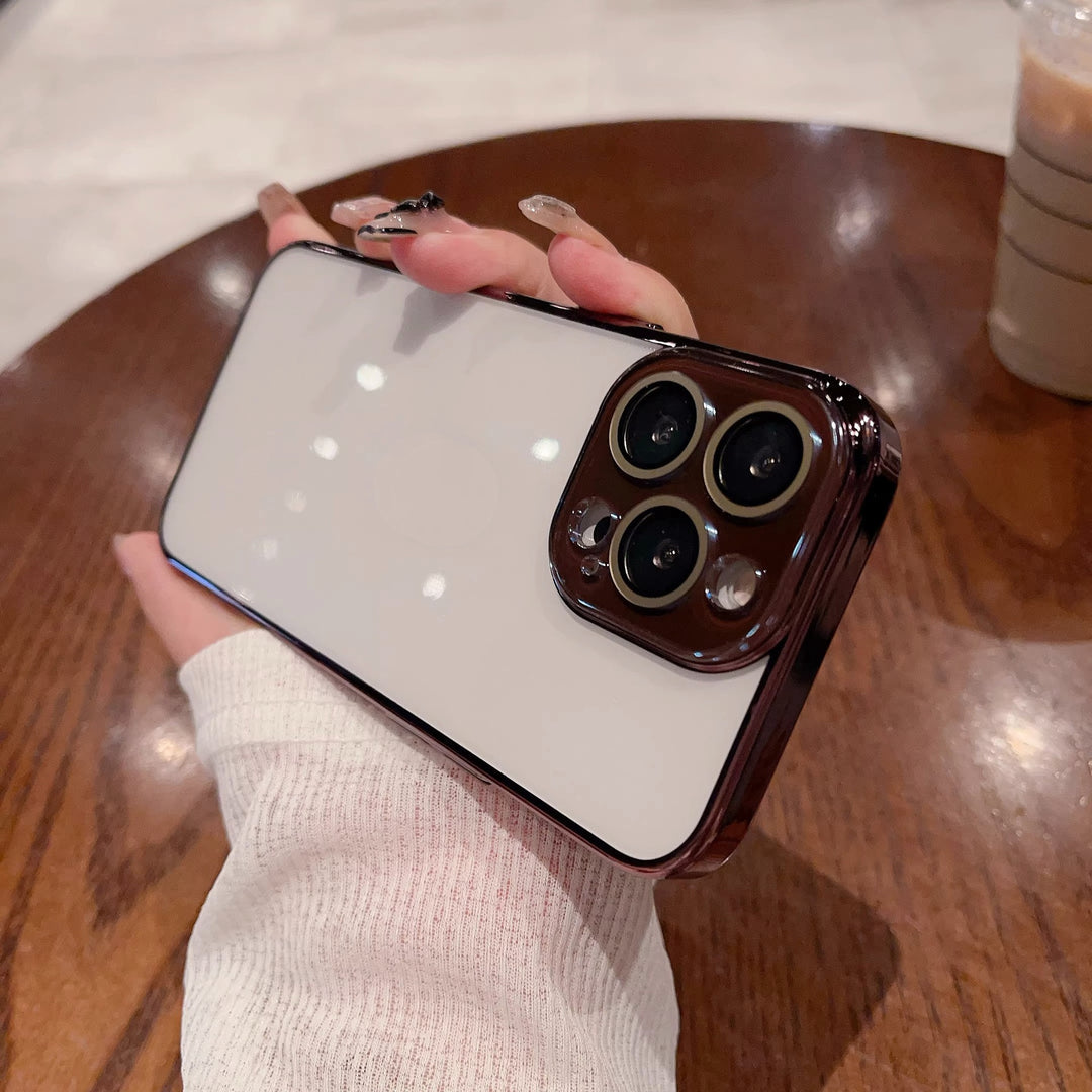 Carcasa de telefon transparentă de electroplație aplicabilă vine cu protectorul lentilei de cristal