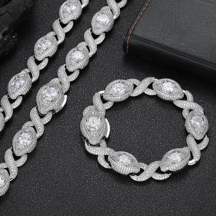 Chaîne de liaison cubaine de bracelet de zircon hip hop mode masculin