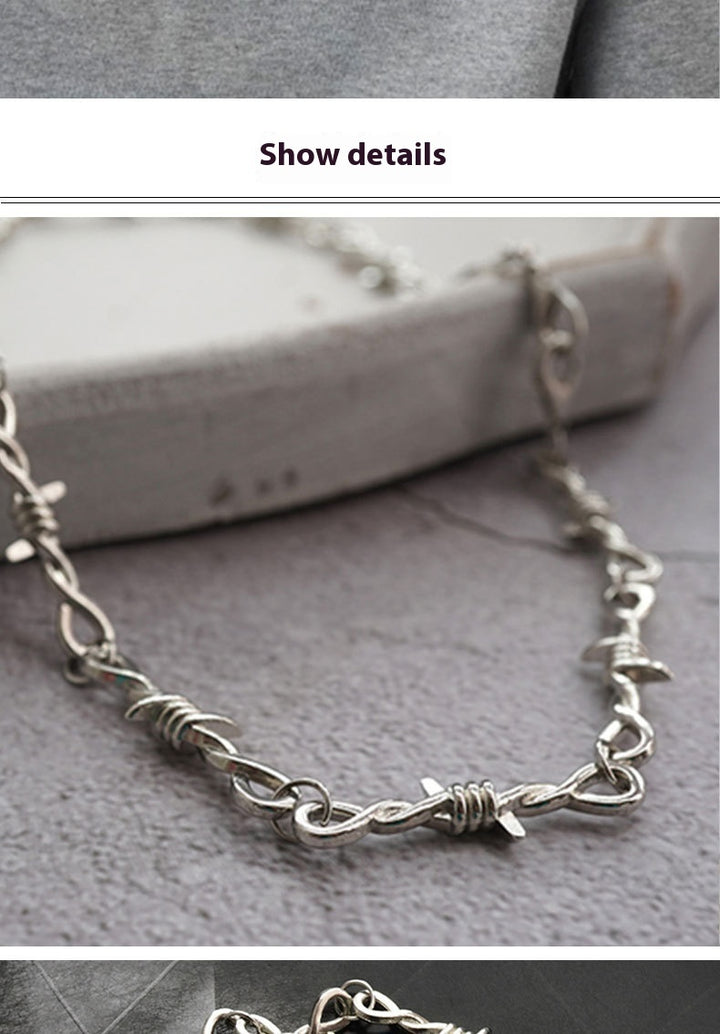 Retro Hip Hop Necklace Alloy Thorn Necklace Bracelet