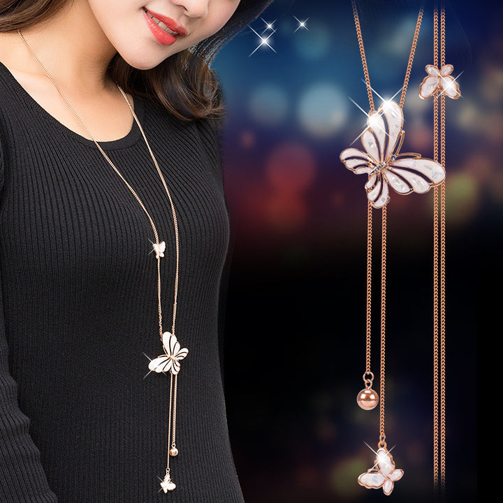 Women's Crystal Sweater Chain Long Pendant Accessories