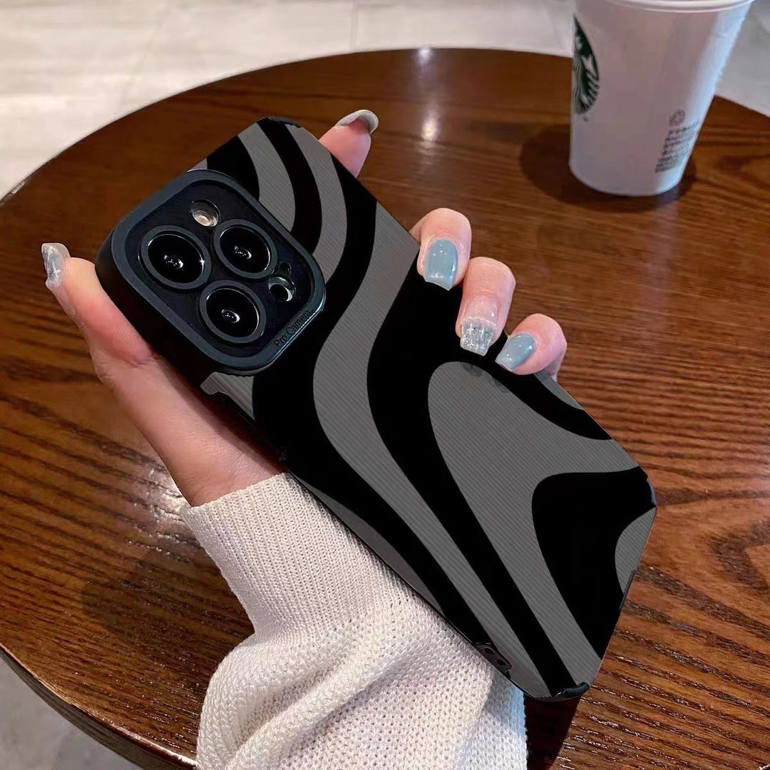 Caixa de telefone de silicone resistente ao padrão da zebra escura