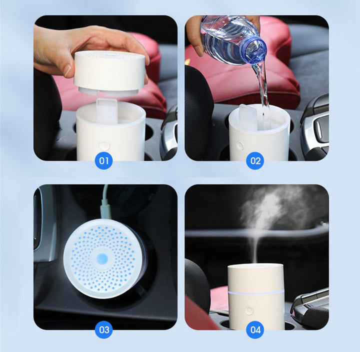 Dropshipping Car Diffuser Aromi Ultraääni Water Mist Kosiruvalaistusöljyt Diffuusi -autojen aromi -diffuer -kostutin