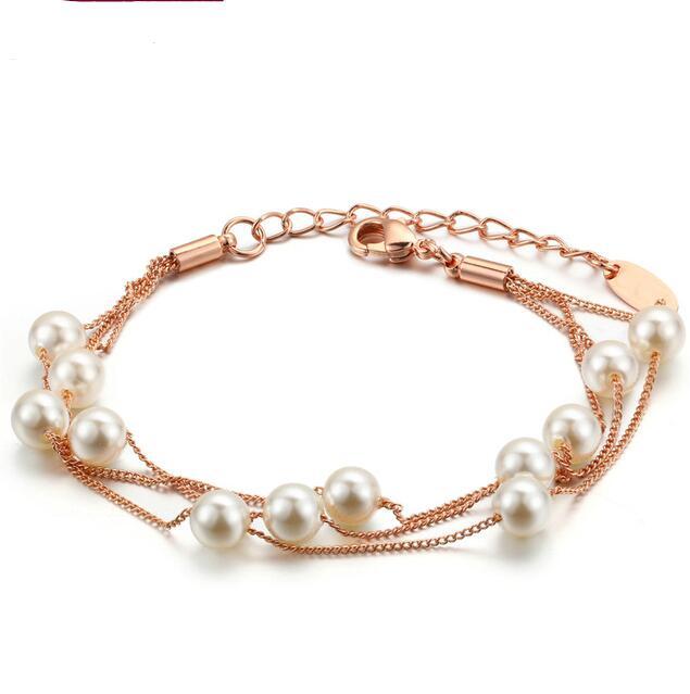 Die Perlenarmbandkette Gold Schmuck für Frauen Geschenkparty Großhandel Großhandel