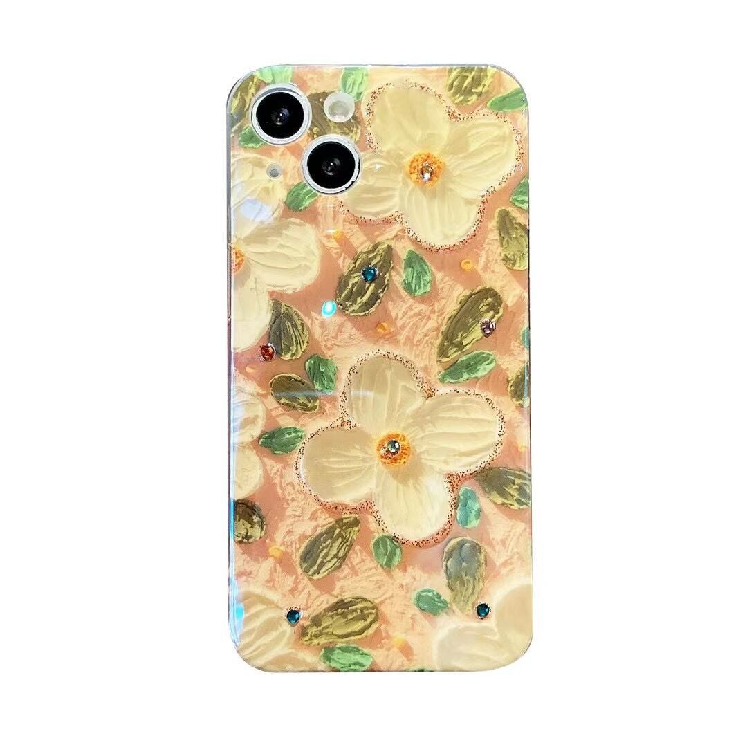 Diamond-encrusted Oil Painting Camellia Shatter-resistant Mobile Phone Case