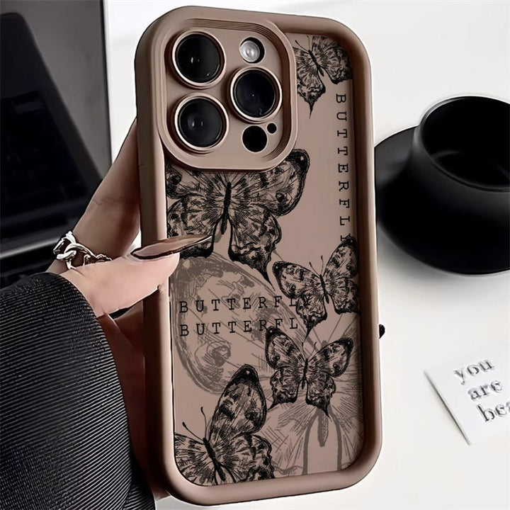 Retro Butterfly Print Drop-resistant Phone Case