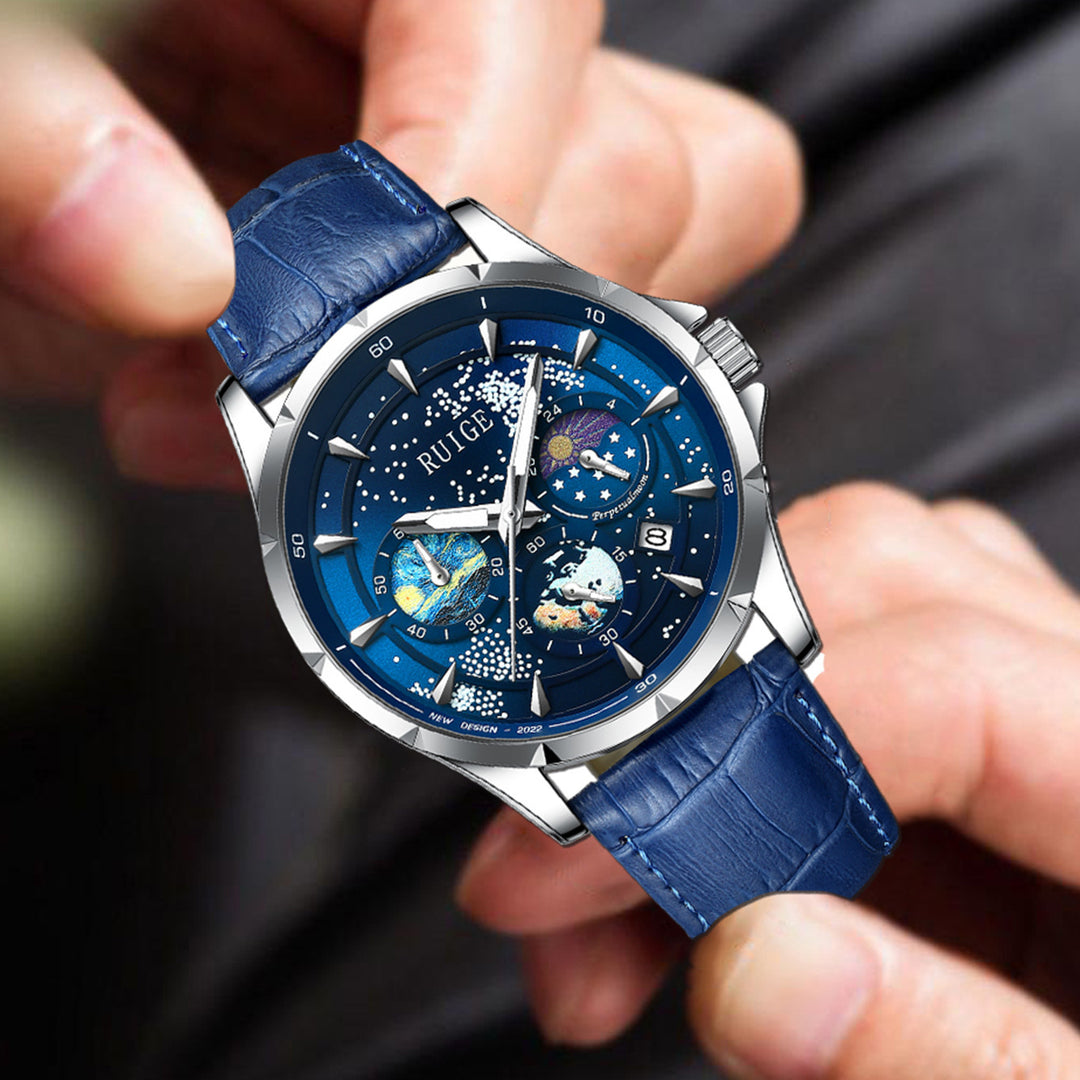 Star Sea Quartz Multifunktional leuchtend wasserdichte Herrenuhr