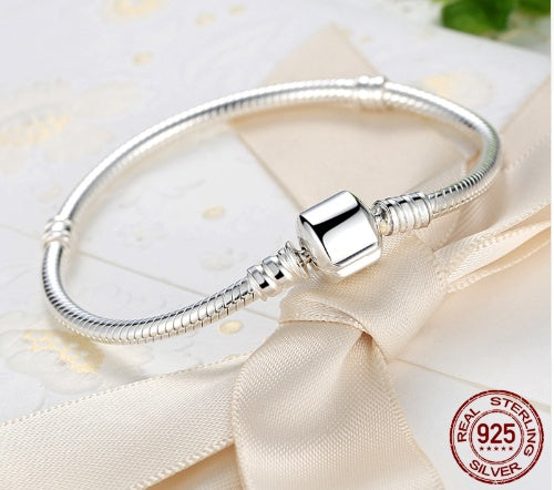 Luxury 100% 925 Chaîne de charme en argent sterling ajustement bracelet original Bracelet pour femmes bijoux authentiques Pulseira cadeau xchs902