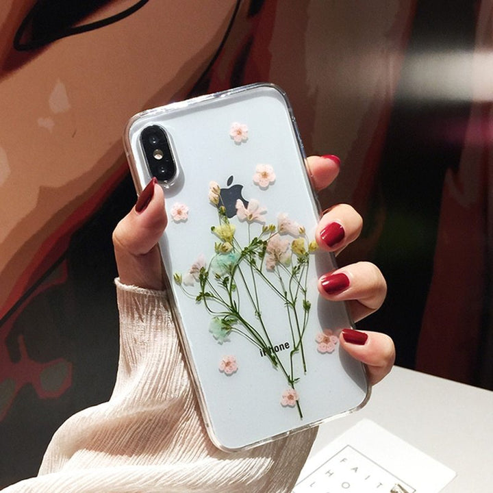 Compatible With Compatible With  , Qianliyao Dried Real Flower Cases For I  XR Case Handmade Clear Soft Back Cover For
