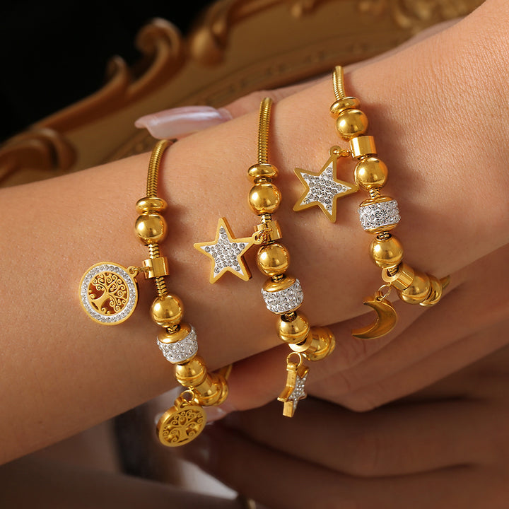 Europese en Amerikaanse Xingyue Hollow Lucky Tree Diamond Series Lucky Beads Bracelet