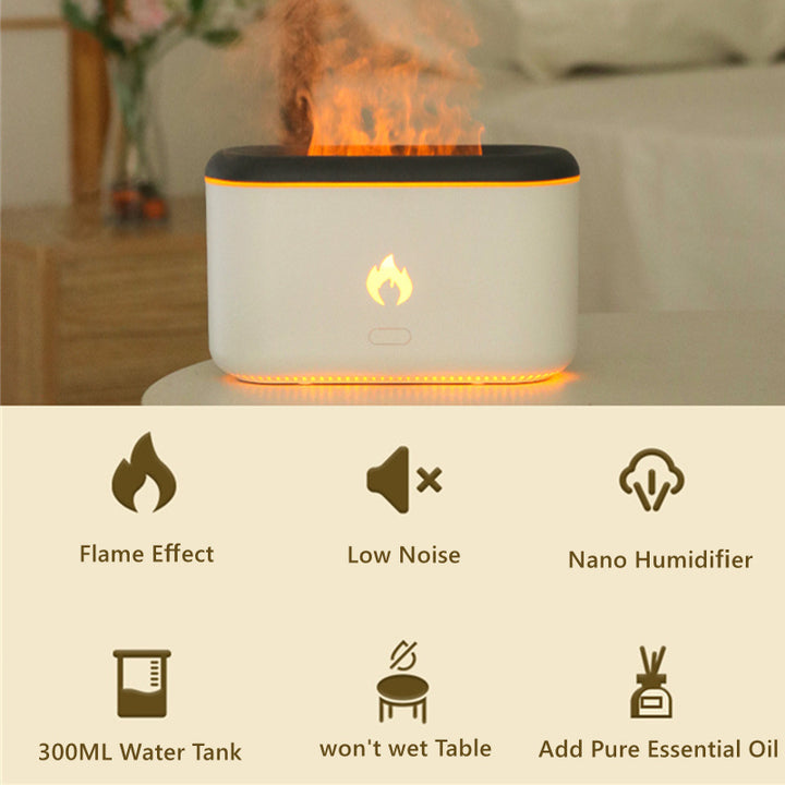 Drop Shipping 3D Flame Firidifier 300 ML Ultraljud Flame Arom Diffuser Essential Oil Diffuser Top Sell