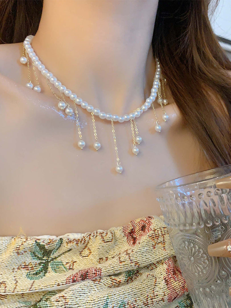 Perlenkette weibliche Nische Quasten Temperament