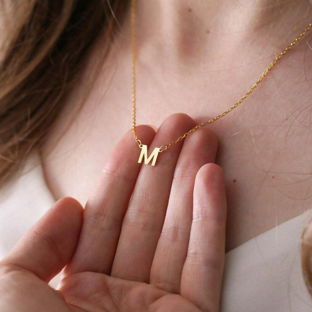 26 Letter Necklace Fashion Simple Stainless Steel Vacuum Gold Does Not Fade