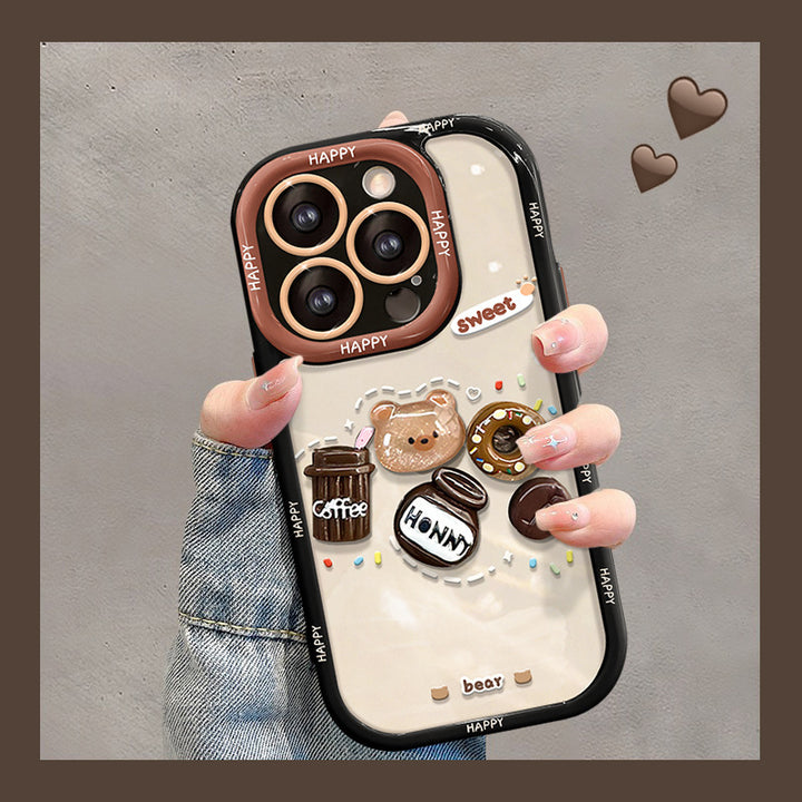 Coffee Bear Case de téléphone résistant à la poupée en trois dimensions